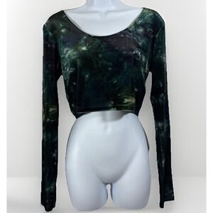 BDG Urban Outfitters Jade Velour Long Sleeve Crop Top Y2K Revival